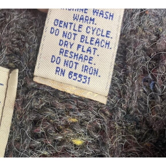 Vintage 90s Fisherman Knit Wool Blend Sweater Mens XL Brown Donegal Flecks Cable - Picture 5 of 15